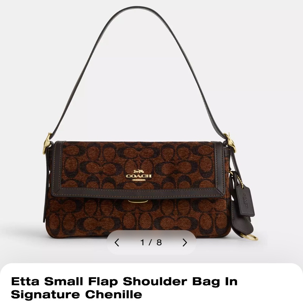 Coach Etta small flap shoulder bag in signature chenille.
